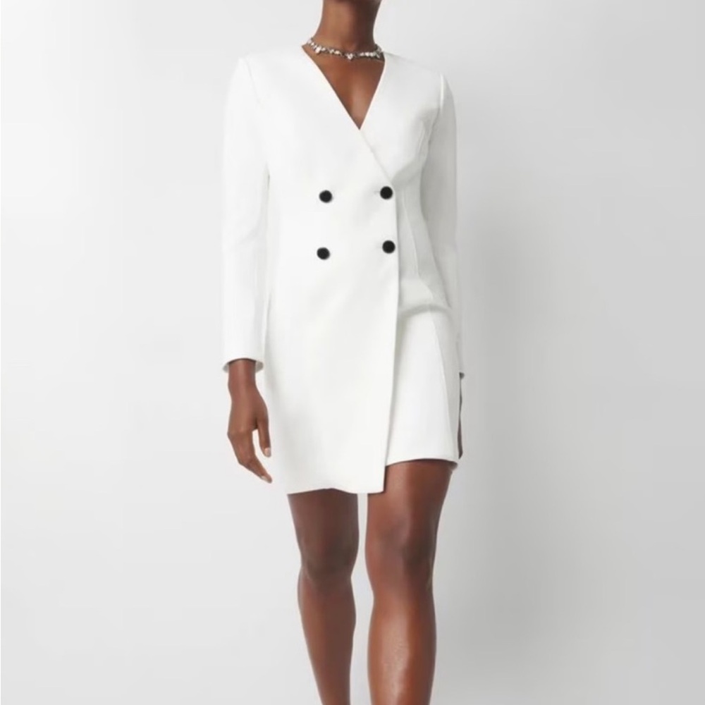 White House Black Market White Double-Breasted Women's Dress